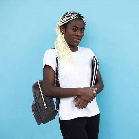 10-Inch Vinyl Mini Bag Pack with Front Zipper Pocket - Black