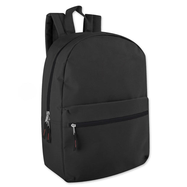 17 Inch Solid Color Bag Pack- Black Only